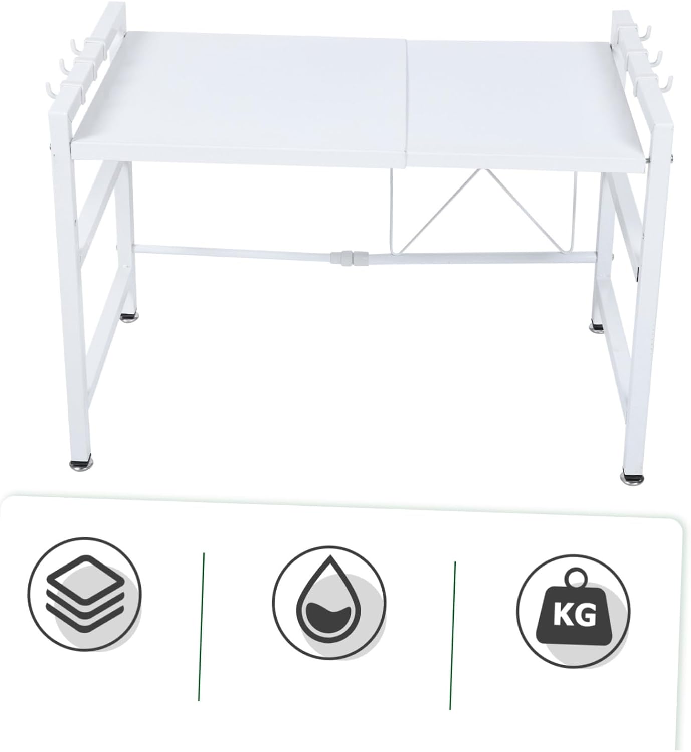 VICASKY Premium Microwave Stand with Telescopic Design Kitchenware Storage Rack for Bathroom and Desktop Space Saving Single Organizer for Utensils and Tableware