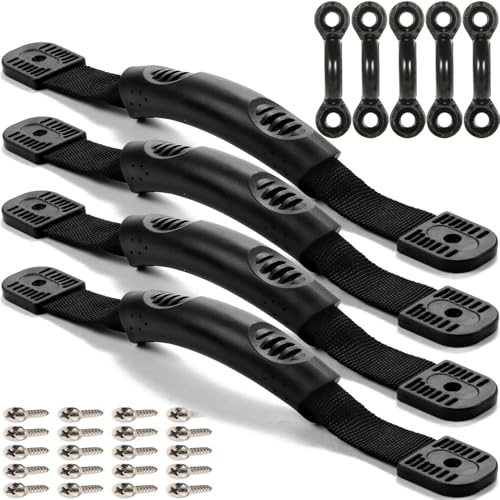 4Pcs Canoe Boat Side Mount Carry Handles, Borogo Paddle Park Canoe Boat Handles - 5 PCS Pad Eye with 10 PCS Screws for Boat Deck Rigging Kit