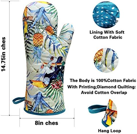 Oven mitts gloves Heavy Fabric 100% Cotton Kitchen Printing Dog Flower Kitchen Chef Waiters Cooking Barbecue BBQ