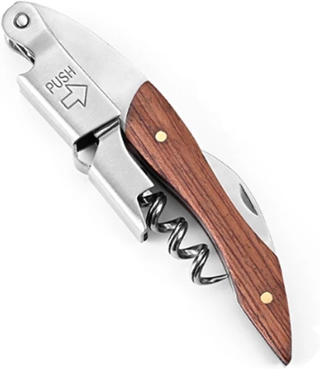 Wooden Handle Stainless Steel Bottle Opener, Multi-Use Bar Tool for Home Kitchen and Restaurant, Manual Drink Opener(E)