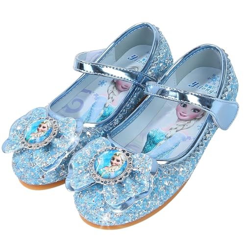 Vorkhuaeri Scarpe Elsa Bambine da Principessa Sneakers Glitterate per Feste Xmas (C3-Blue,28)