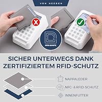 VON HEESEN Slim Wallet mit RFID-Schutz - Mini Geldbörse Herren & Damen klein - Kreditkartenetui Geldklammer Kartenetui - Geldbeutel Portmonee Portemonnaie klein (Grau) – Ansicht 4
