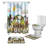 Photo Gallery alageo set di 4 tende da doccia hay girl hay farm mucca nube sun shower curtain set con tappeto a forma di u, copriwater, tappetino da bagno, tenda da doccia impermeabile, stile fattoria antiscivolo Photo Gallery alageo set di 4 tende da doccia hay girl hay farm mucca nube sun shower curtain set con tappeto a forma di u, copriwater, tappetino da bagno, tenda da doccia impermeabile, stile fattoria antiscivolo