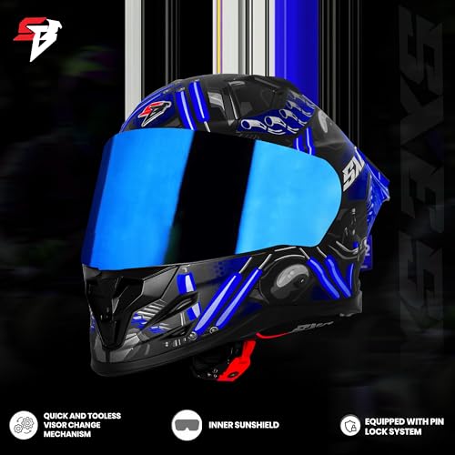 Image of Steelbird SBH 61 SXE X2 ISI and Dot Certified Full Face Helmet for Men and with Inner Silver Sunshield