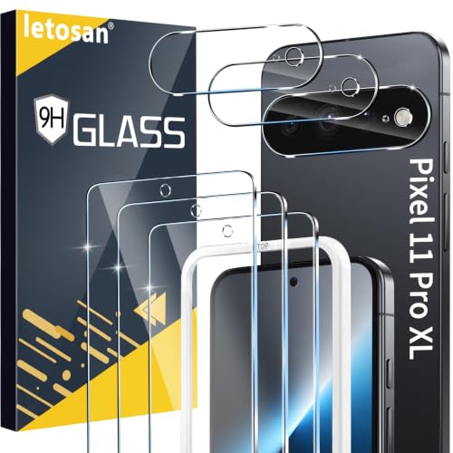 letosan Google Pixel 11 Pro XL�p�X�N���[���v���e�N�^�[ 3���p�b�N �����K���X + 3���p�b�N �J���������Y�v���e�N�^�[ �~���^���[�O���[�h ��U�h�~ �d�x9H �w����� �P�[�X�t�����h���[ 6.8�C���`