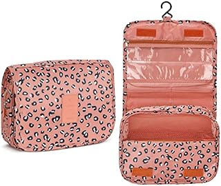 Travel Toiletry Bag,Folding Travel Wash Bag,Portable Comestic Organiser,Waterproof Hanging Organizer Bag,Travel Makeup Bag for Women and Girls(Leopard)