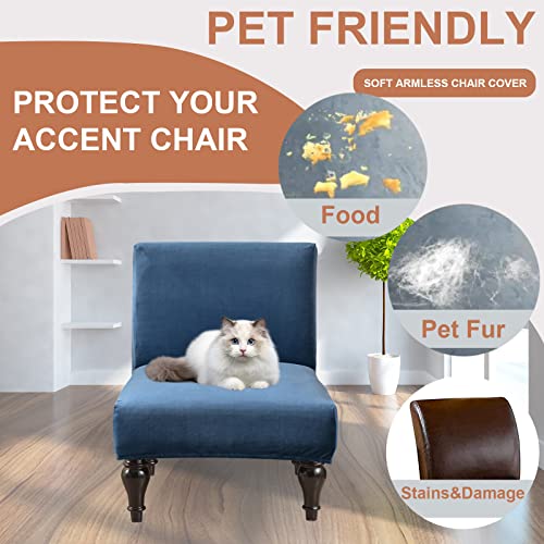 Image of Eco-Ancheng Armless Chair Slipcover Removable Armless Accent Chairs Covers Washable Armless Slipper Chair Slipcover Printed Armless Chair Furniture Protector Covers for Living Dining Room Hotel