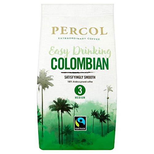 PERCOL FAIRTRADE EASY DRINKING COLOMBIAN Ground Coffee Smooth Flavor 100% Arabica Beans - Finely Ground Classic Blend - 7 oz 1 Pk
