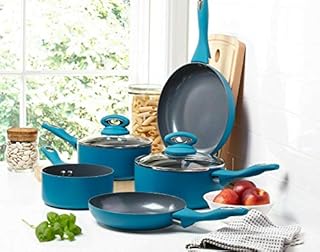 Cermalon Matte Teal 5 Piece Cookware Set