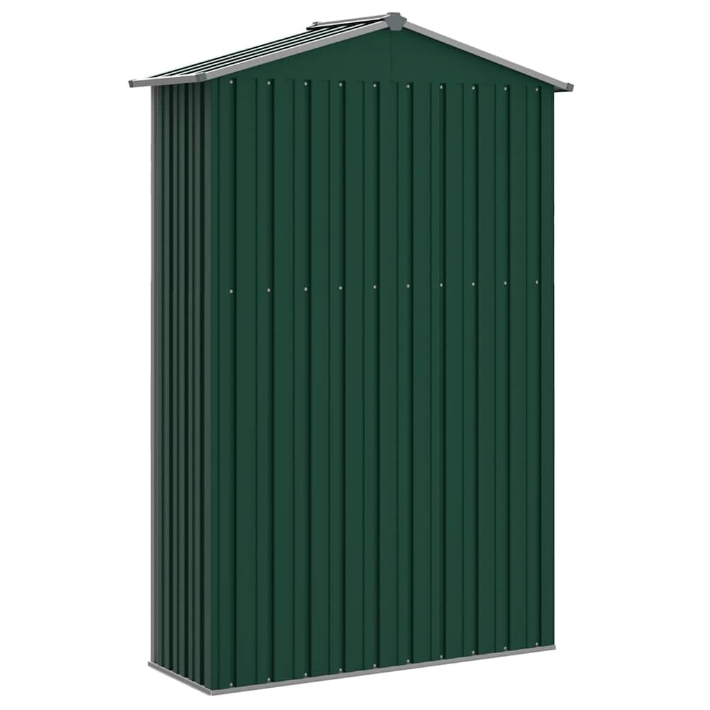 Domek na narzędzia ze stali ocynkowanej, zielony, 116 x 45 x 175 cm, z otworami wentylacyjnymi, podwójnymi drzwiami i regałami – przechowywanie narzędzi, mebli ogrodowych i sprzętu ogrodowego, chroni