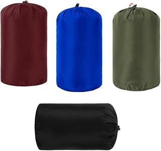 Drawstring Stuff Sack Compression Storage Bag for Outdoor Camping and Hiking, 4-Pack with Multiple Color and Capacity Options (3L/5L/8L), Made of 400T Nylon Fabric(set2 5L)