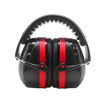 The AutoStory BDS Safety Premium Ear Muffs: NRR:26dB SNR:33dB Adjustable & Foldable with Noise Reduction and Hearing Protection - Ideal for Shooting, Studying, Manufacturing, Construction (Red Black)