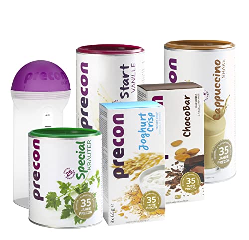 Precon BCM Diät Neujahrspaket - 34 Shake Portionen - 25 Portionen Special Kräuter - 2 x 3er Packung Riegel - 1 Handbuch - 1 Shaker Cover