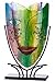 Produktbild Glas Art Vase Dekovase Gesichtsvase aus Metallfuß - Deko Wohnzimmer - Geschenk für Frauen Geburtstag - handbemalt Mehrfarbig - Höhe 49 cm