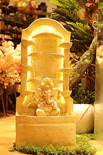 Shawshank Water Fountain Diya Ganesh 44 Inch Water Fountain Indoor Outdoor Fountain for Home Office Living Room D?cor with LED Lights and Water Pump
