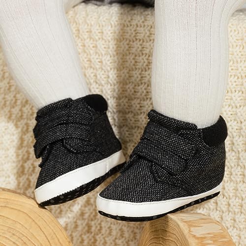 Image of CENCIRILY Baby Boys Girls High Top Sneakers Soft Soles Anti Skid Infant Ankle Shoes Toddler Prewalker First Walking Crib Shoes