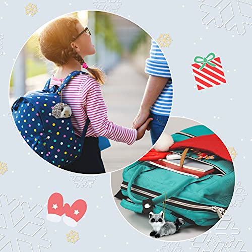 Skylety 6 Pieces Plush Animal Ornaments Faux Fur Animal Hanging Ornament Christmas Felt Pendants Rustic Forest Owl Squirrel Raccoon Deer Hedgehog For Christmas Tree Keychain Backpack Decoration #TOP4