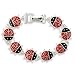 Fun Ladybug Red Black Enamel Magnetic Fold Over Clasp Bracelet