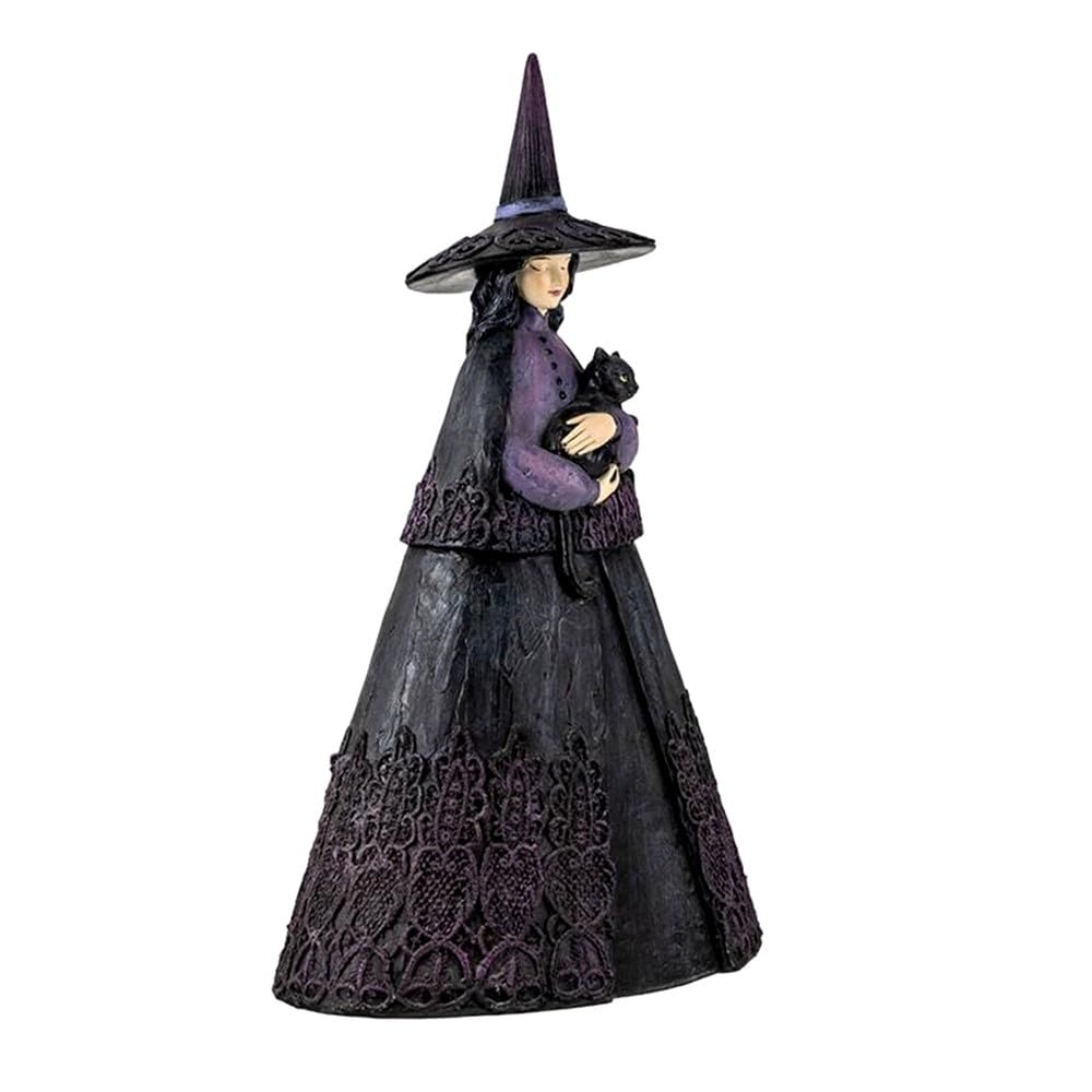 Bruja Figura 40 cm. Detalle Gato Imagen Resina Color