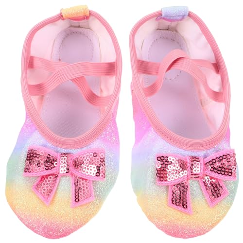 GALPADA 1 Pair Bowknot Ballet Shoes Dance Shoes Girls Ballet Practice Shoes Toddler Dancing Shoes 25