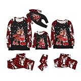 Weihnachtsoutfit Familie Lange Nachtwäsche Zweiteiliger Set Langarm Rundhals Oberteile Rotes Elch Gedruckt Klassisch Karier Hose Couple Kinder Baby Weihnachtsanzug mit Elchmuster
