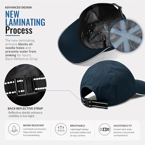 Image of Mens Waterproof Baseball Cap Womens Rain Hat Quick Dry Running Hat with Sweatband Outdoor Golf Breathable Sports Cap