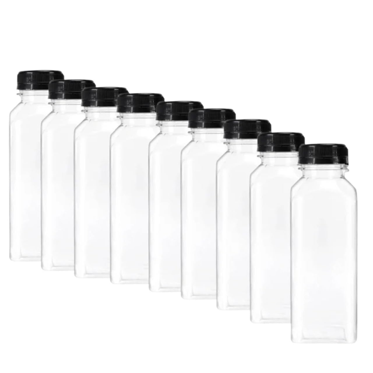 EnxJire Plastic Juice Bottles 16oz Leak-Proof Reusable Plastic Juice Bottles With Tamper-Resistant Black Lids - Perfect For Smoothies, Drinks Tea Dispensing for Kitchen(10pcs bottles)