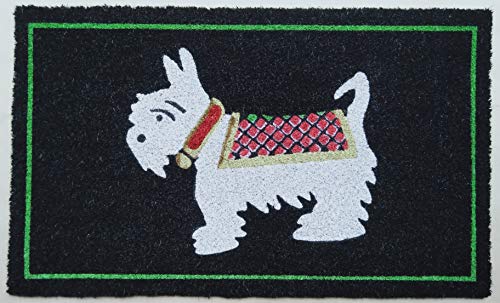 HIGHLANDS Arboria Scotty Dog Design Door Mat Doormats Non Slip Natural Coir Welcome Indoor Outdoor Home Garden Mats.