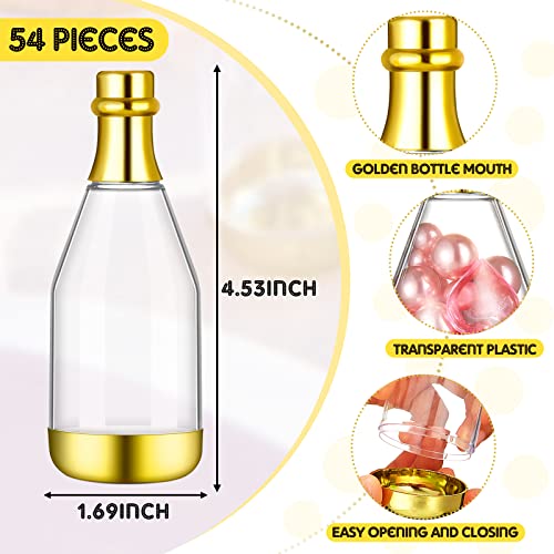Cunhill 54 Pieces Champagne Candy Bottles Bridal Shower Favors Mini Bottle for Baby Shower Bulk Small Plastic Wine Alcohol Containers for Wedding Birthday Party(Gold)