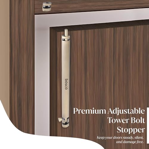 Image of BOSCO 4-Inch Antique Canning Style Tower Bolt | Aluminium Body with Stainless Steel Rod | Rust-Resistant Door & Window Tower Bolt with Screws | Heavy Duty Door Fitting (Antique Finish)