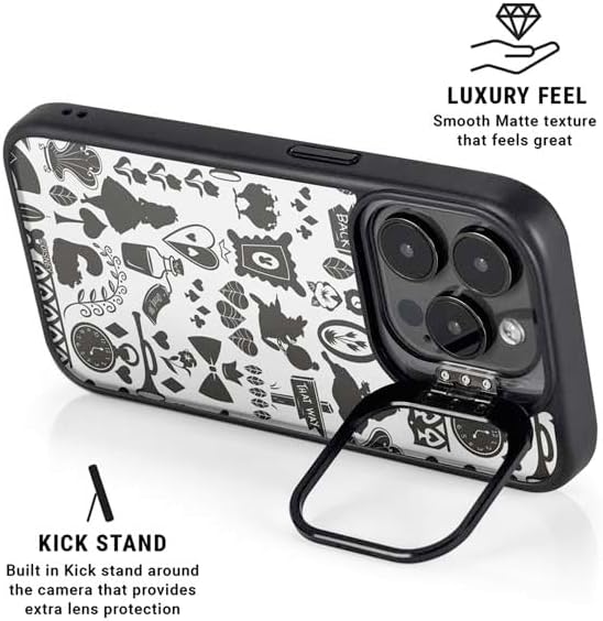 Skinit Kickstand Phone Case Compatible with iPhone 15 Pro Max - Officially Licensed Disney Alice in Wonderland (Animated) Silhouette Pattern Design