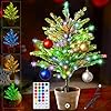 18 colors artificial mini christmas tree 20in lighted tabletop xmas tree with color changing led lights pre lit small christmas tree in pot remote timer festive party holiday fake multicolored tree  urban country home decor