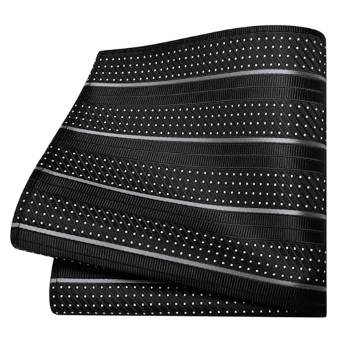 Image of GUSLESON 3.15 inch（8cm） Mens Stripe Tie and Lapel Pin Necktie Hankerchief Cufflinks Set for Men