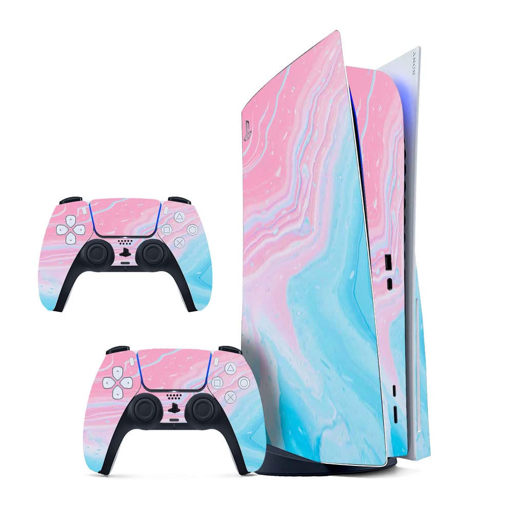 GADGETS WRAP Printed Vinyl Skin Sticker Decal for Sony PS5 PlayStation 5 Disc Edition Console & 2 Controller (Skin Only, Console & Controller not Included.) - Blue Pink Pastel (B0BW3RVVKM) Amazon Price History, Amazon Price Tracker