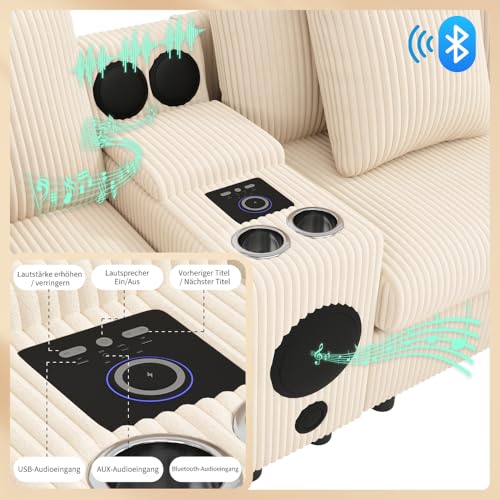 Canapé convertible velours 4 places USB/Type-C Sapgaks