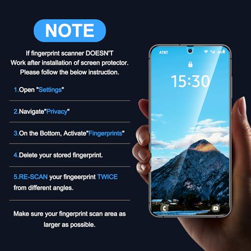 Image of Uyiton for Samsung Galaxy S25 Plus /S24 Plus Matte Screen Protector | Ultrasonic Fingerprint Support Anti- Glare 9H Tempered Glass Scratch-Resistant Bubble-Free, 2 Pack