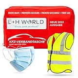 2in1 Verbandskasten Auto 2023 | KFZ-Verbandstasche DIN 13164 inkl. Warnweste Zertifiziert Geprüft | Erste Hilfe First Aid Tasche Kasten Set Kit als Notfall-Set Nachfüllset für Auto 2022 STVO