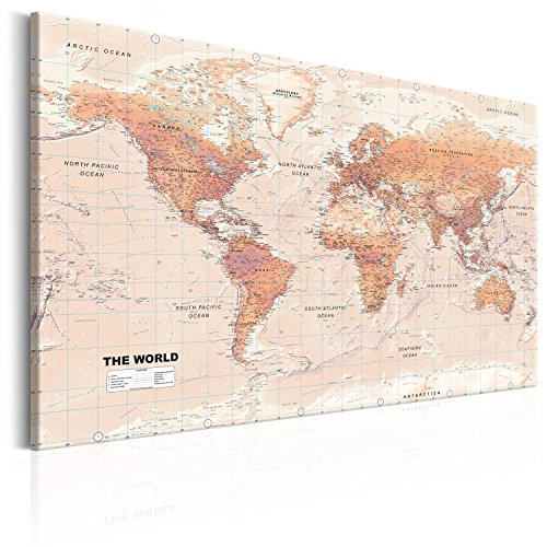 murando Tablero De Corcho & Cuadro en Lienzo 120x80 cm No Tejido XXL Estampado Memoboard Decoración De Pared Impresión Artística Fotografía Gráfica Poster Mapamundi Mapa del mundo k A 0207 p c