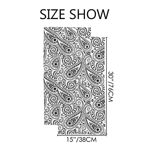 Dream Bay Black White Paisley Hand Towels Set 2 Pack For Bathroom Kitchen Towels Multipurpose Tribal Ethnic Bath Towel Absorbent Fingertip Towel Guest For Gym Spa Bar 30 X 15 Inch #TOP2