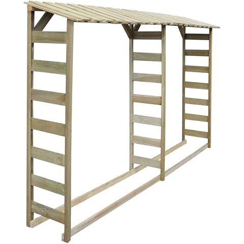KOIECETA Kiefer KDI Brennholzregal 300x44x176 cm Holzunterstand Kaminholzregal Cover