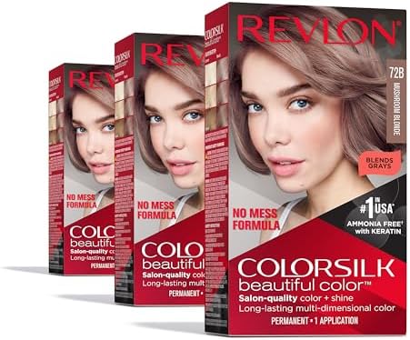 Revlon Colorsilk Beautiful Color Permanent Hair Color, (OLD VERSION) 72B Mushroom Blonde (Pack of 3)