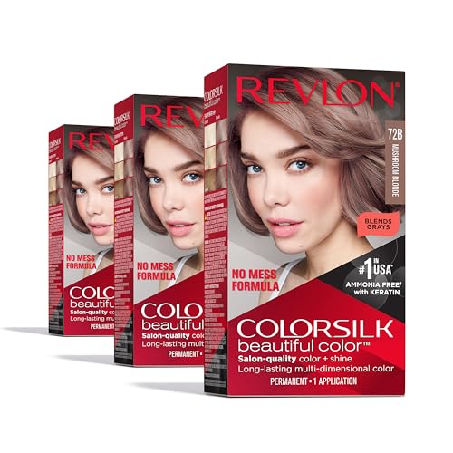 Revlon Colorsilk Beautiful Color Permanent Hair Color, (OLD VERSION) 72B Mushroom Blonde (Pack of 3)