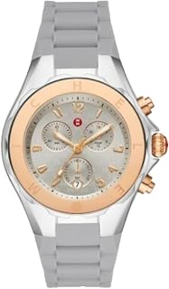 MWW12F000098 Jellybean Two Tone Rose Gold/Silver Chronograph Dial Stainless Steel Grey Silicone Band Women's Watch, Grey, Platform,Chronograph