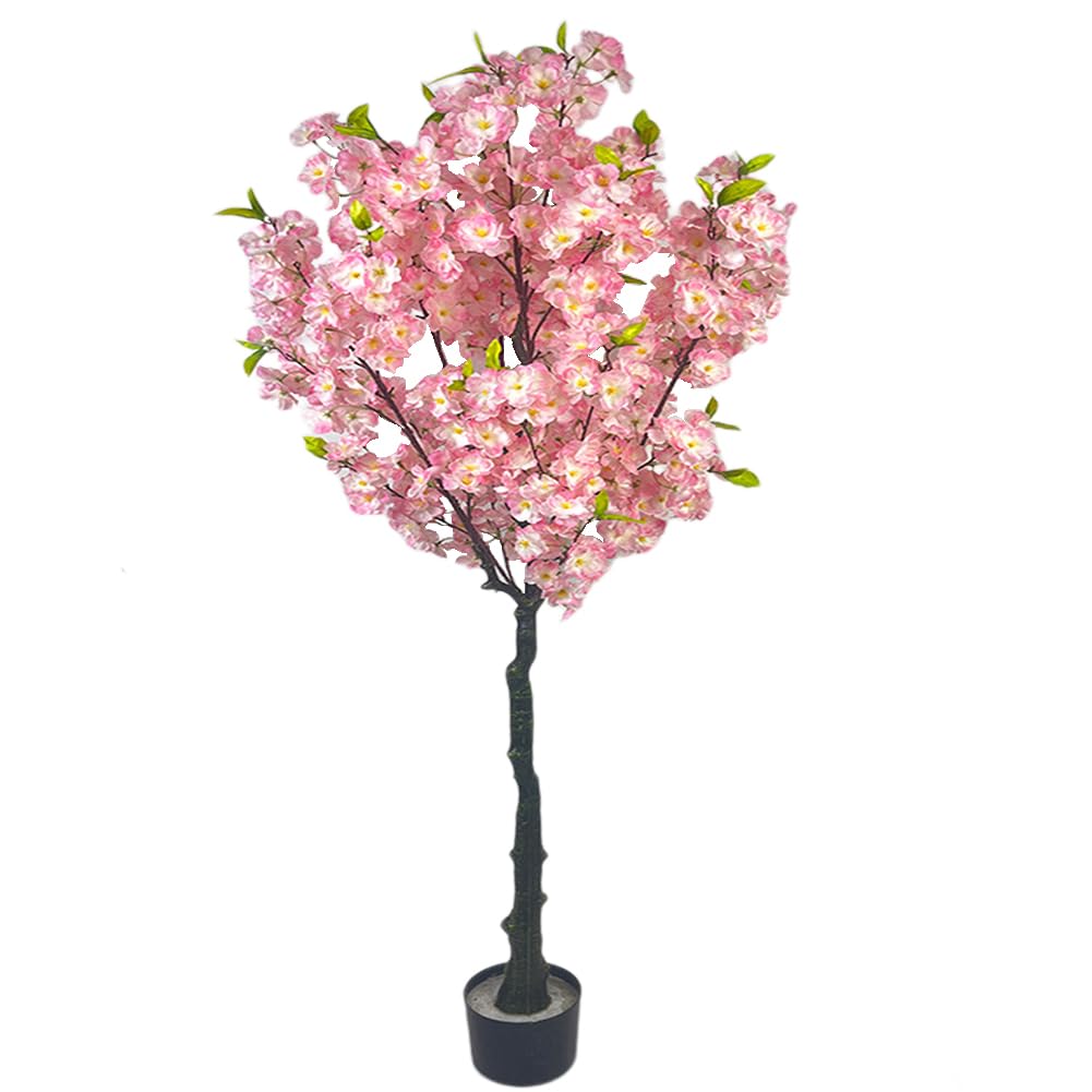 Zstar Árbol de Cerezo Artificial, 150 cm, Planta Artificial de Cerezo en Maceta, Realista con Tronco Realista, Plantas Artificiales Grandes, decoración para Interior y Exterior, salón, balcón