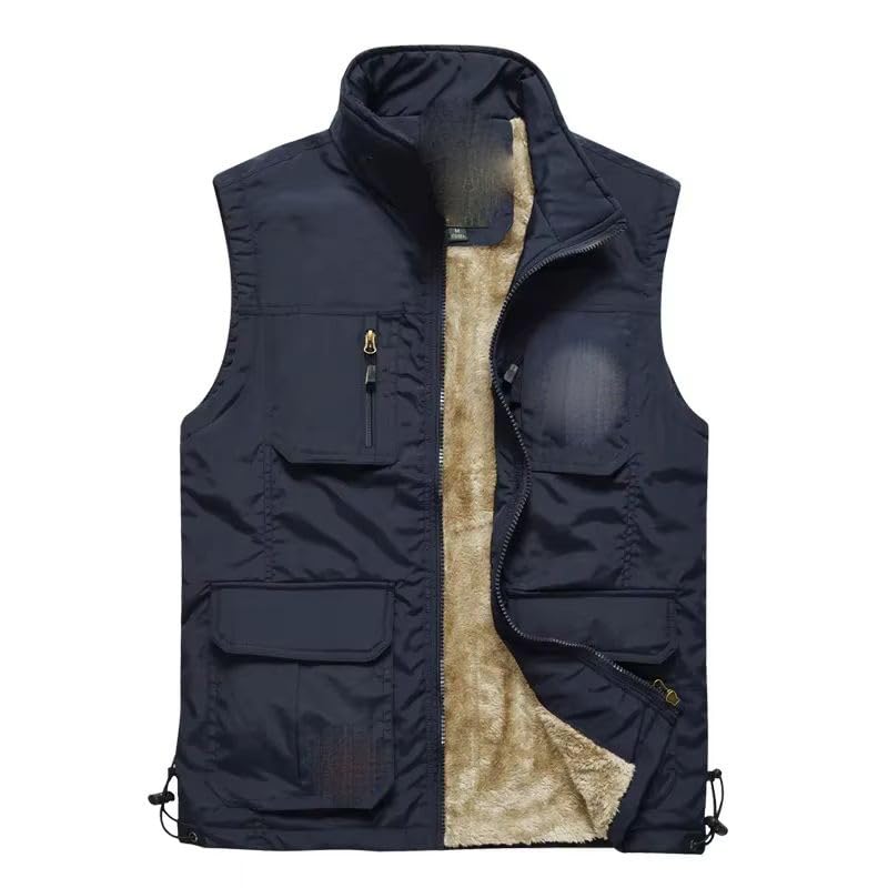 Chaleco de primavera hombre multibolsillos cuello de pie chaleco casual 2