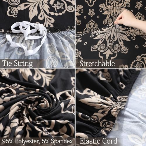 Image of Universal 3 Seater Sofa Cover with Elasticity, Protective, Stretchable, Spandex & Polyester Sofa Slipcover (3 Seater, 185cm * 230cm) (Coffee Dhamask)