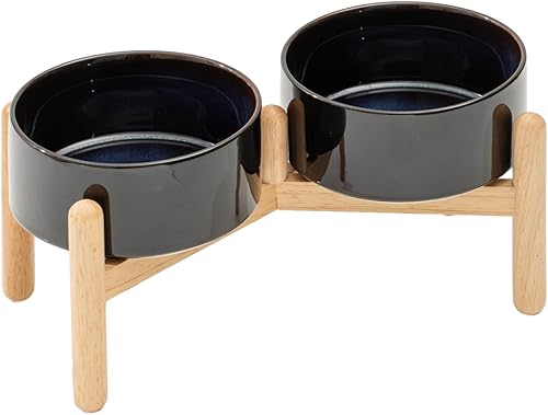 Miniatura 38 de Cuenco elevado de cerámica de 6.1 pulgadas para perros con soporte para platos de perros de razas pequeñas y medianas, cuenco de comida y agua para