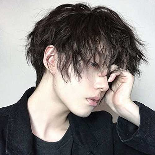 Swiking Curly Short Anime Wigs For Men Black Cosplay Synthesis Hair With Bangs Heat Resistant Natural Fluffy Wig For Male Dail Halloween Use #TOP10
