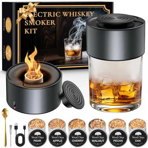 Electric Whiskey Smoker Kit, Rechargeable Bourbon Smoker Kit with 6
