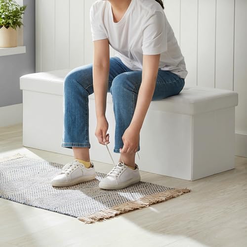Image of SONGMICS 43.3 Inches Folding Storage Ottoman Bench with Flipping Lid